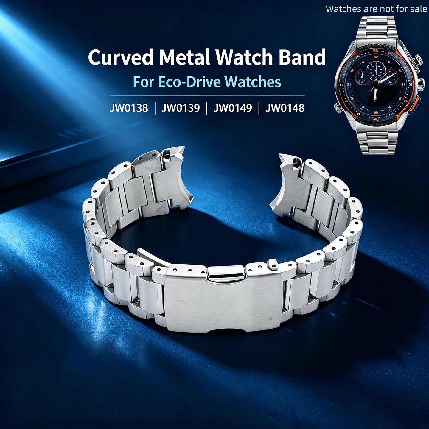 Correa de acero con extremo curvo, correa de cuero con extremo curvo, correa de caucho para reloj Citizen JW0138 JW0139 Eco Drive para hombre JW0149/JW0148