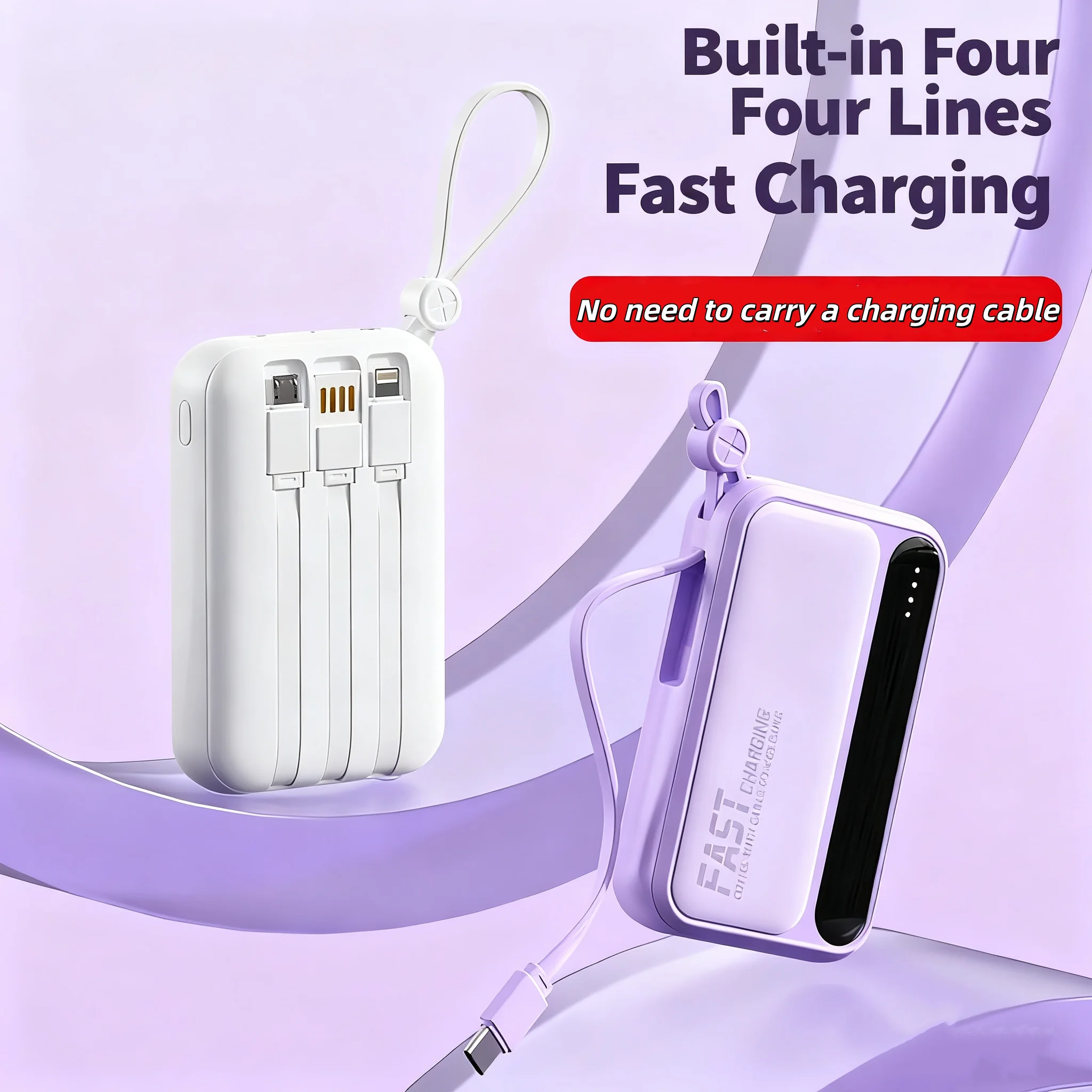 باور بانك VIVO 500000mAh محمول بقدرة 120 وات شحن سريع للغاية وبنك طاقة بسعة كبيرة مع 4 كابلات مدمجة لهاتف iPhone وسامسونج #2