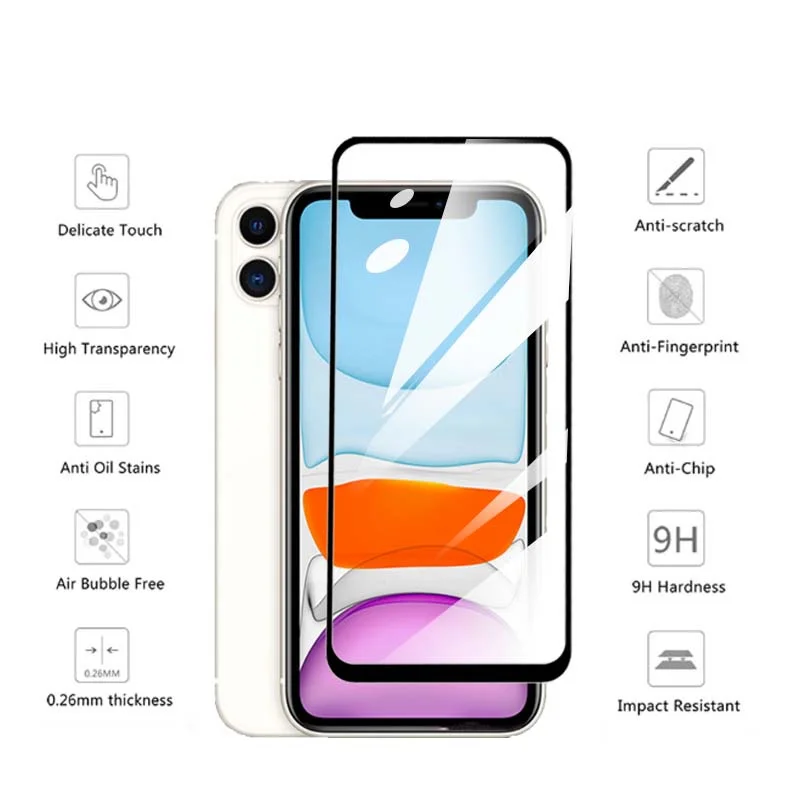 For iPhone 11 Tempered Glass iPhone 11 11 Pro Screen Protecor iPhone 11 Pro Glass iPhone 11 Pro Max protector camara iPhone 12 lamina de vidrio iPhone 11 12 protection ecran