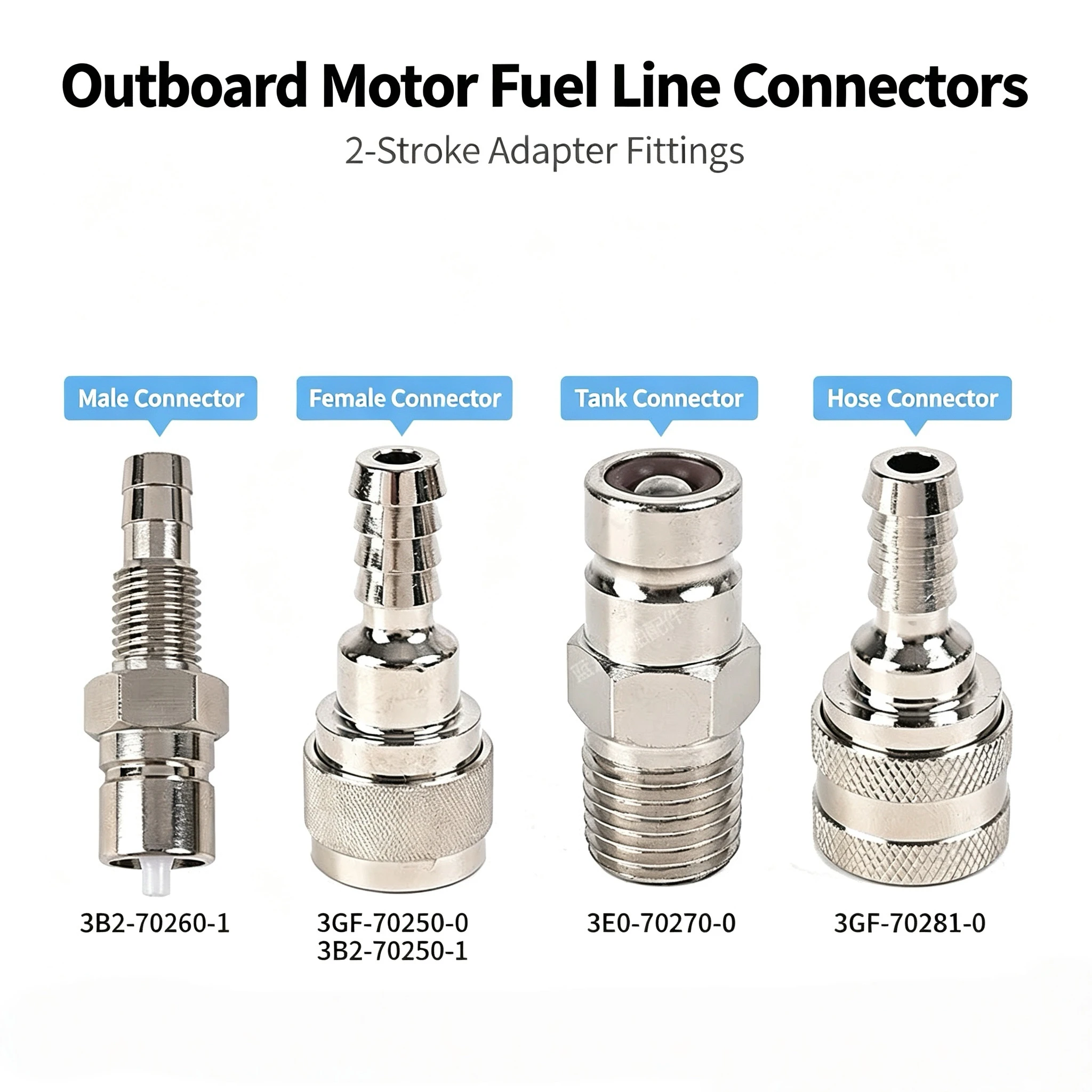 MARINE FUEL CONNECTOR MALE & FEMALE FITS TOHATSU MERCURY 2‑STROKE OUTBOARD MOTOR TANK & ENGINE SIDE BOAT ACCESSORIES