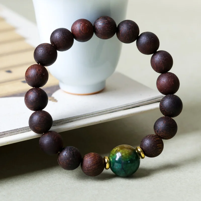Agarwood single-loop bracelet, popular Chinese-style wooden hand chain