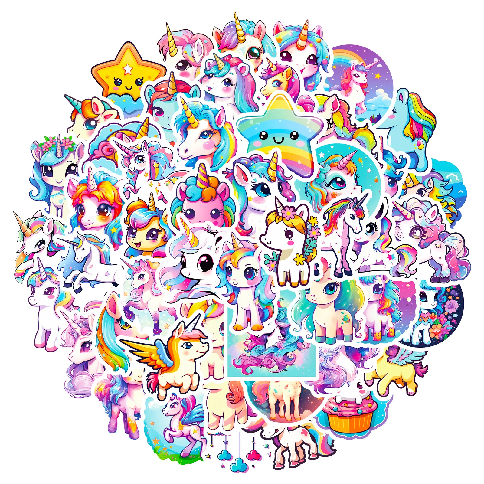 Unicorn Stickers 50pcs Pack Waterproof Party Sticker for Mirrors Water Bottles Laptop Phone Cute Decals Kawaii Stickers Gift