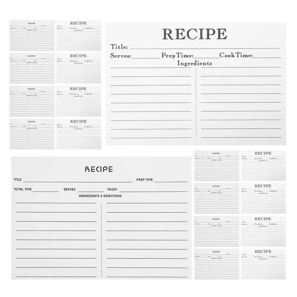 

50Pcs Blank Recipe Cards Thick Paper Double Sided for Wedding Bridal Shower Food Note Cards Kitchen Accessories Cooking Sheets