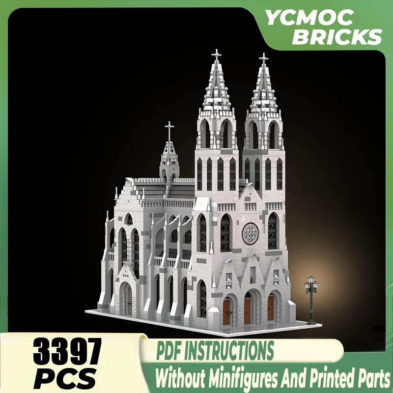 MOC Building Block Gothic Cathedral Model Technical Bricks DIY Assembly Medieval Modular Architecture Street View Toy For Gift