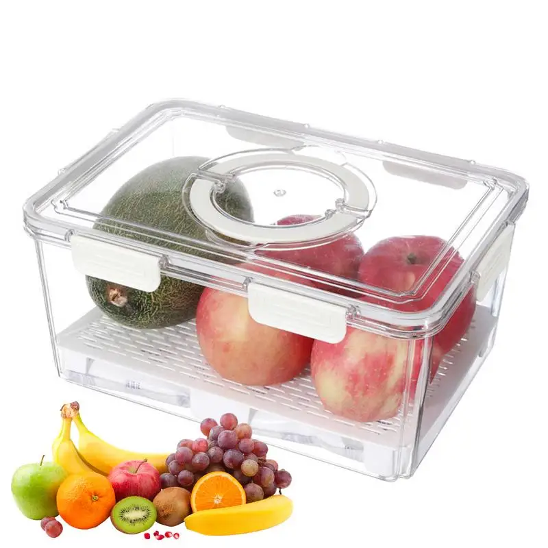 

Food Storage Containers Transparent Draining Storage Box Portable Food Containers with Handle Household Food Boxes for Kitchen