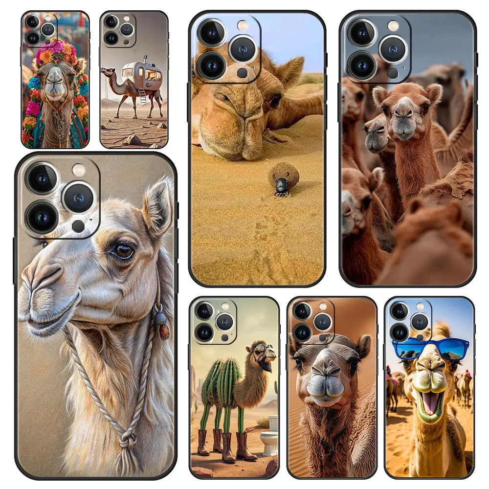 الحيوان الجمل قضية الهاتف غطاء آيفون 17 16 15 14 13 12 برو ماكس 11 برو ماكس 17 AIR زائد للصدمات لينة بولي يوريثان شل Fundas أكياس