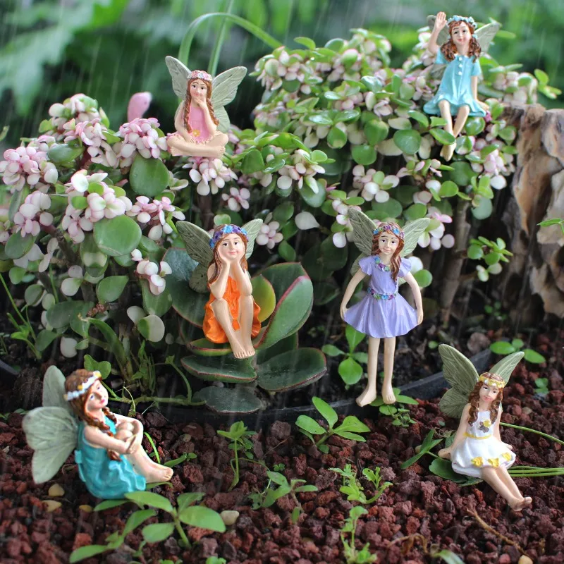 ​​​​​​​Enchanted Fairy Garden Resin Miniature Landscape Whimsical Pot Insert for Home Decor Balcony Bonsai Terrarium Scenery