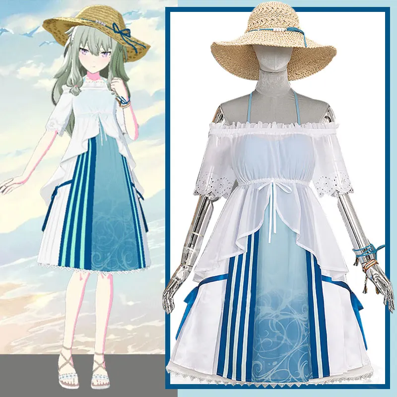 

The Game Project Sekai cos Kusanagi Nene Cosplay Summer Daily sandplay dress Women costume full set