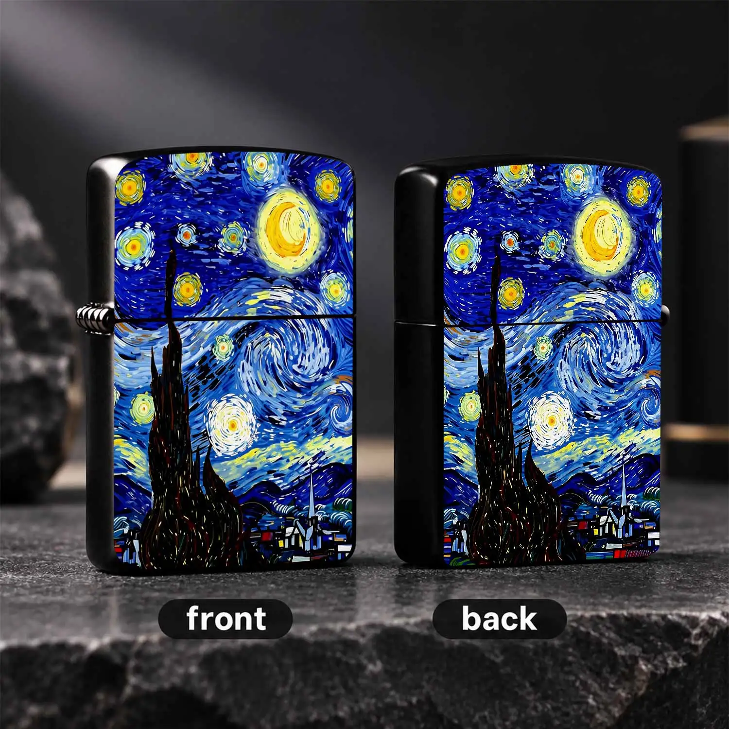 Van Gogh Starry Night Themed Lighter, Classic Art Painting Pattern Portable Igniter, Delicate Aesthetic Practical Item For Daily Use, Outdoor Activities, Lighting Candles, Aromatherapy, Nice Gift Choice For Art Lovers, F A Humorou And Inter