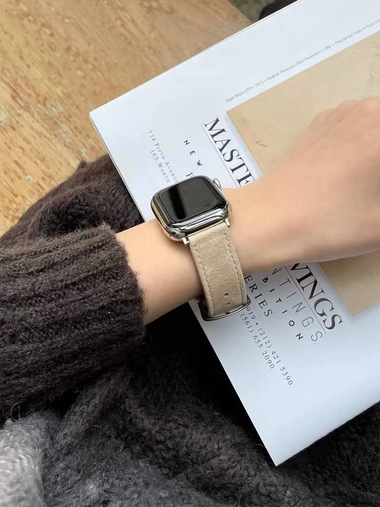 Luxury Leather Band For Apple Watch 38mm 40 41mm 42 45mm 46mm 49mm Soft Suede Bracelet Strap For iWatch Ultra 10 9 7 8 6 5 SE 4