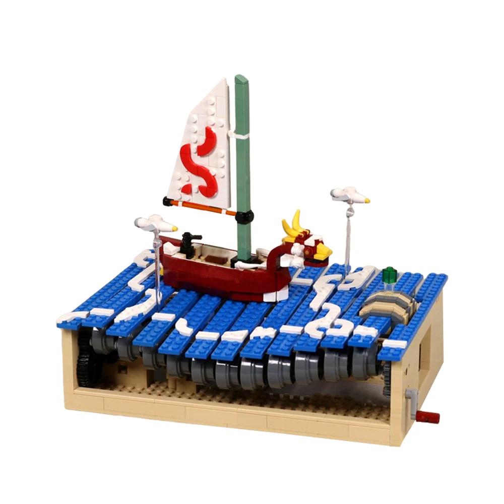 Sea King MOC Building Blocks, Ocean Adventure Sailing Ship, Cartoon Style Nautical DIY for Game Fans