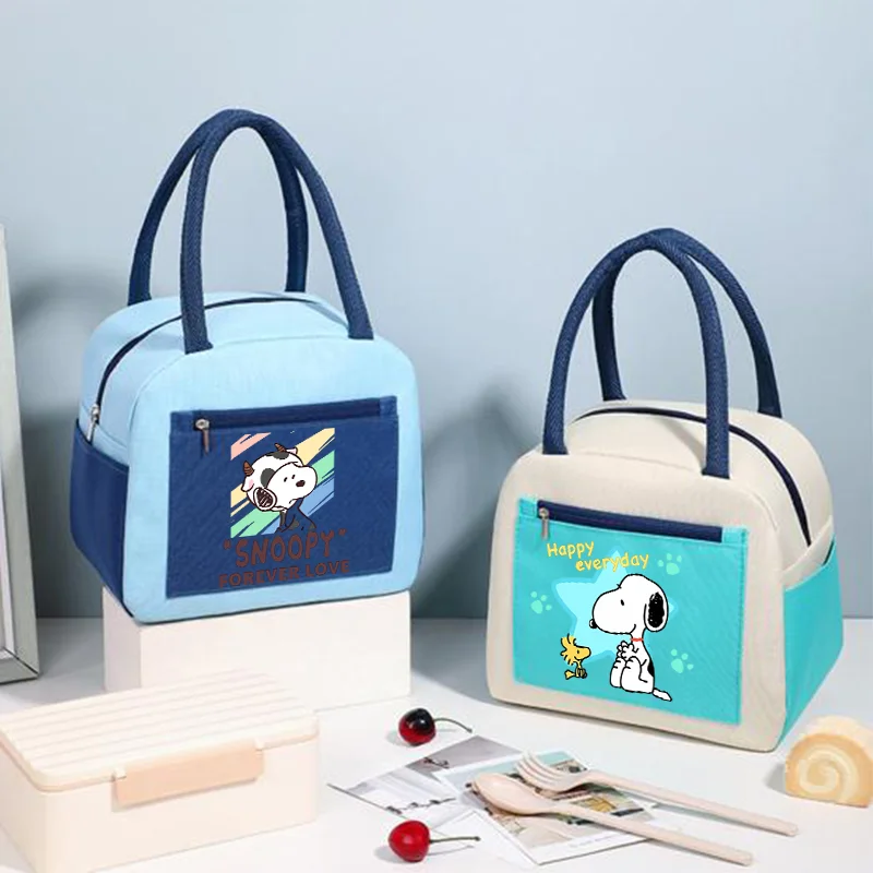 Сумки для обеда Snoopy для детей и взрослых, милая сумка-холодильник, коробки с графическим принтом в стиле аниме, большая вместительная коробка для сохранения тепла, подарки для вечеринки