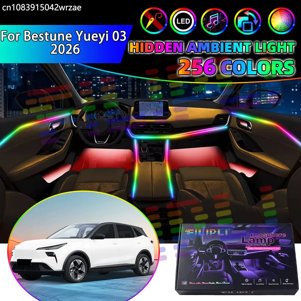 For Bestune Yueyi 03 2026 E311 RGB Car Interior Ambient Lights Strips Breathing Lighting Kit App Control LED strips Auto Parts