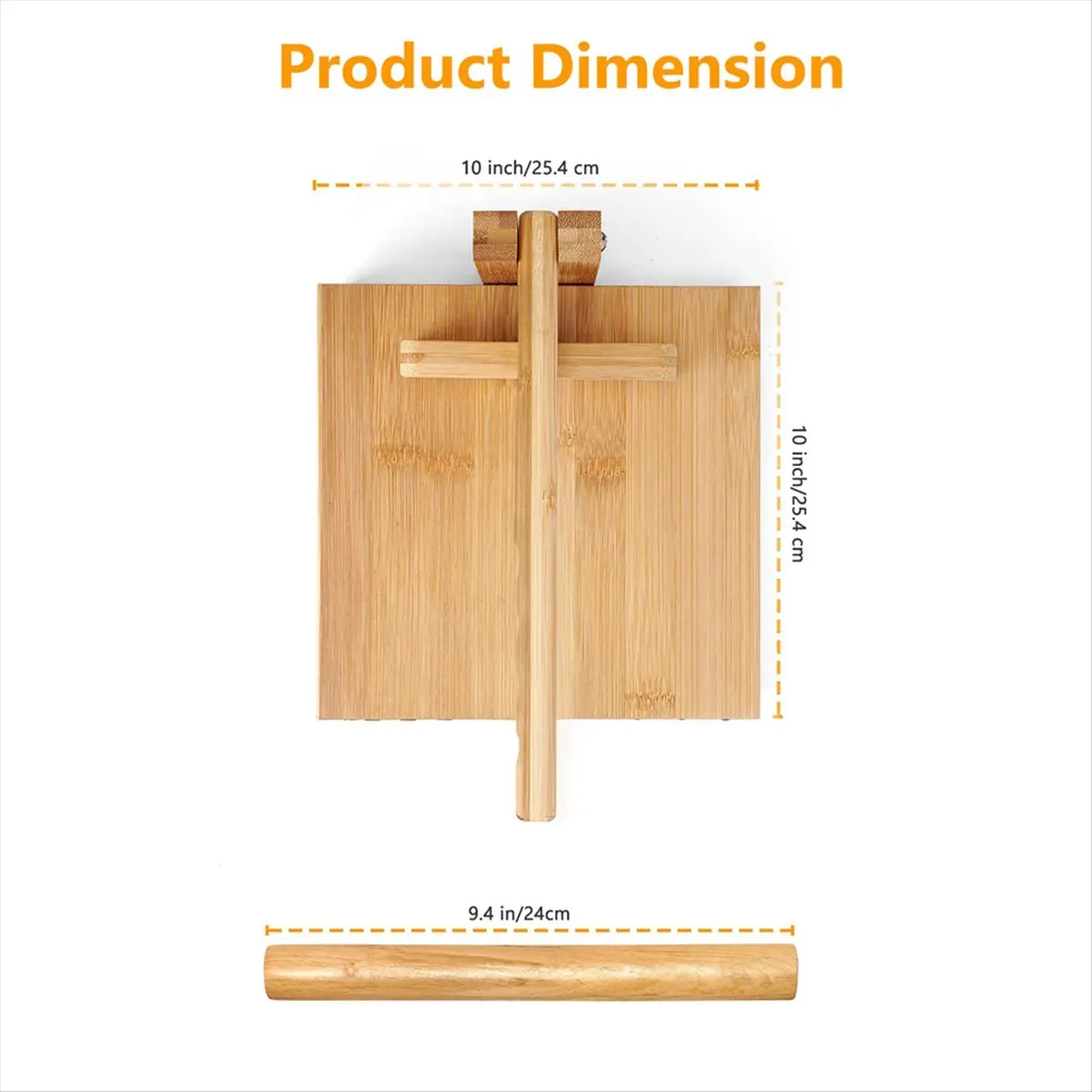 AA83 Tortilla Press10 Inch Roti Maker with Rolling Pin Large Bamboo Wood Tortilla Maker with 50 Pieces Parchment Paper