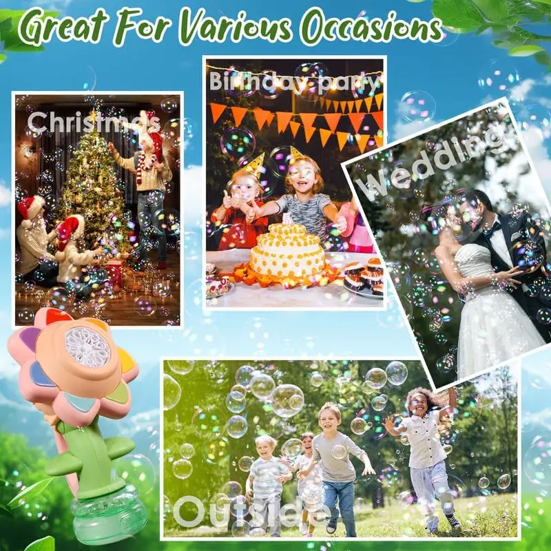 ひまわりバブルマシン 子供用 自動フラワーバブルおもちゃ ライト付き 幼児用 バブルメーカー ブロワー 子供用 屋外おもちゃ