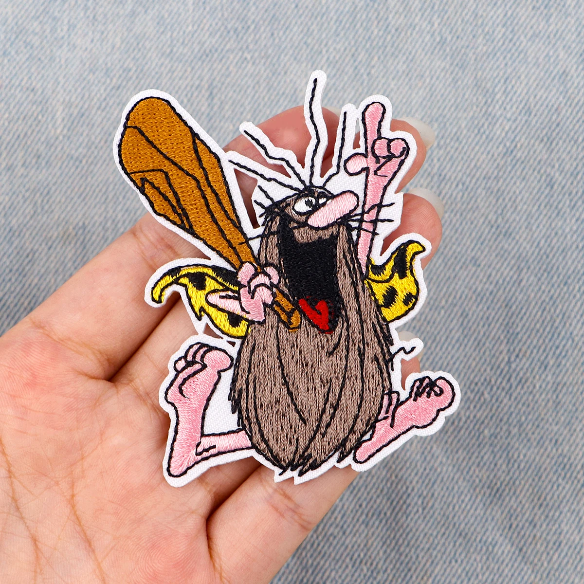 Wild Man Embroidered Patches For Clothing DIY Badge Adhesive Patches Funny Cartoon Patches On Brown Clothes Stickers Appliques