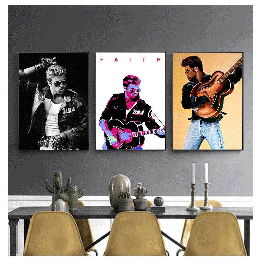 poster Music Singer Prints Painting Art Canvas Wall Pictures For Living Room Home Decor Star Friend Gift George Michael