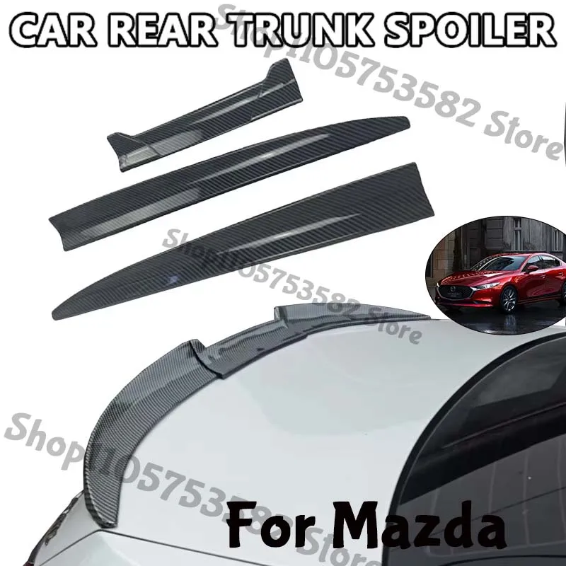 3Pcs DIY Cuttable Rear Trunk Spoiler Roof Wing Matte Black Universal Car Spoiler For Mazda Sedan Hatchback Modification