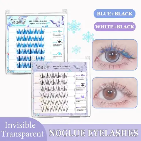 Colored Glue-free Eyelashes Blue Single-tuft Segmented False Eyelashes White Comic Eye Lashes Self-adhesive Lash Tufts Party