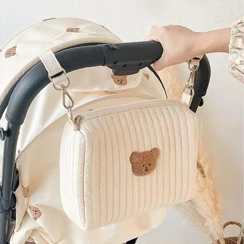 Sac à langer portable pour poussette, caddie à couches pour bébé matelassé, sacs brodés pour maman, accessoires pour bébés, sac de rangement proxy