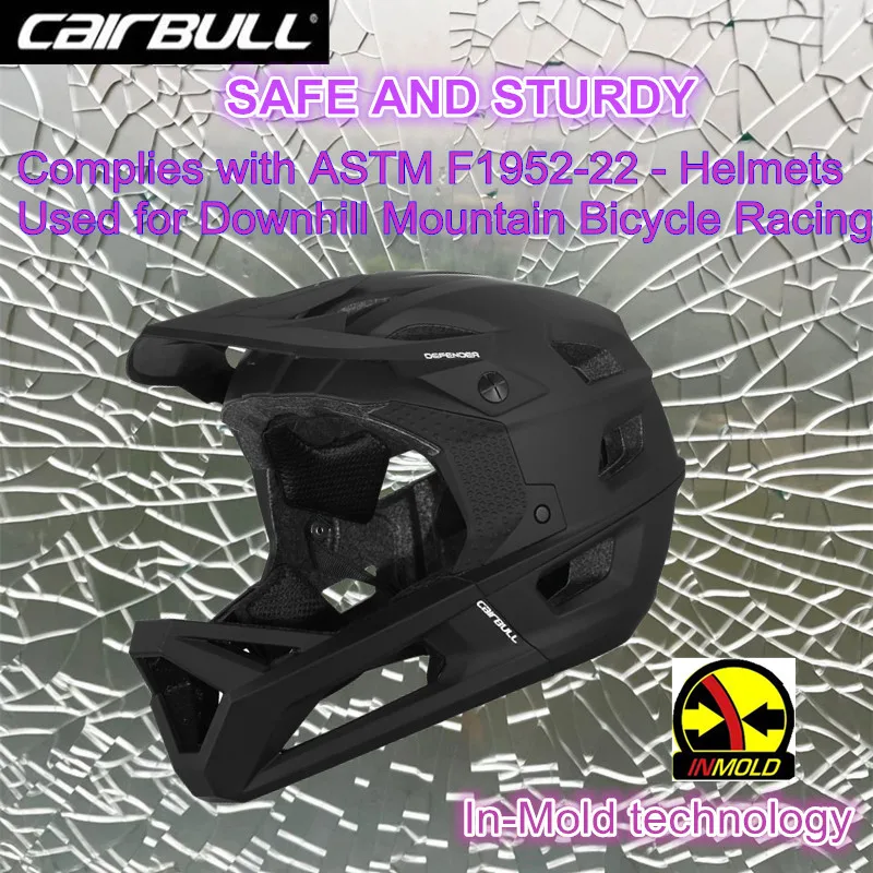 CAIRBULL Downhill Helmet Cycling Casco Full Face MTB 55-59--61CM for Man All Mountain Off-road In-mold PC+EPS Goggle Compatible