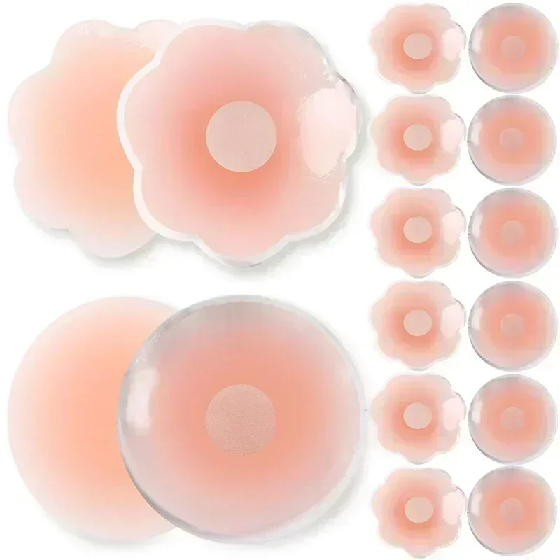 Invisible Self Adhesive Nipple Cover Reusable Natural Sticker Breast Petal Strapless Lift Up Bra Pad Silicone Petal Chest Paste