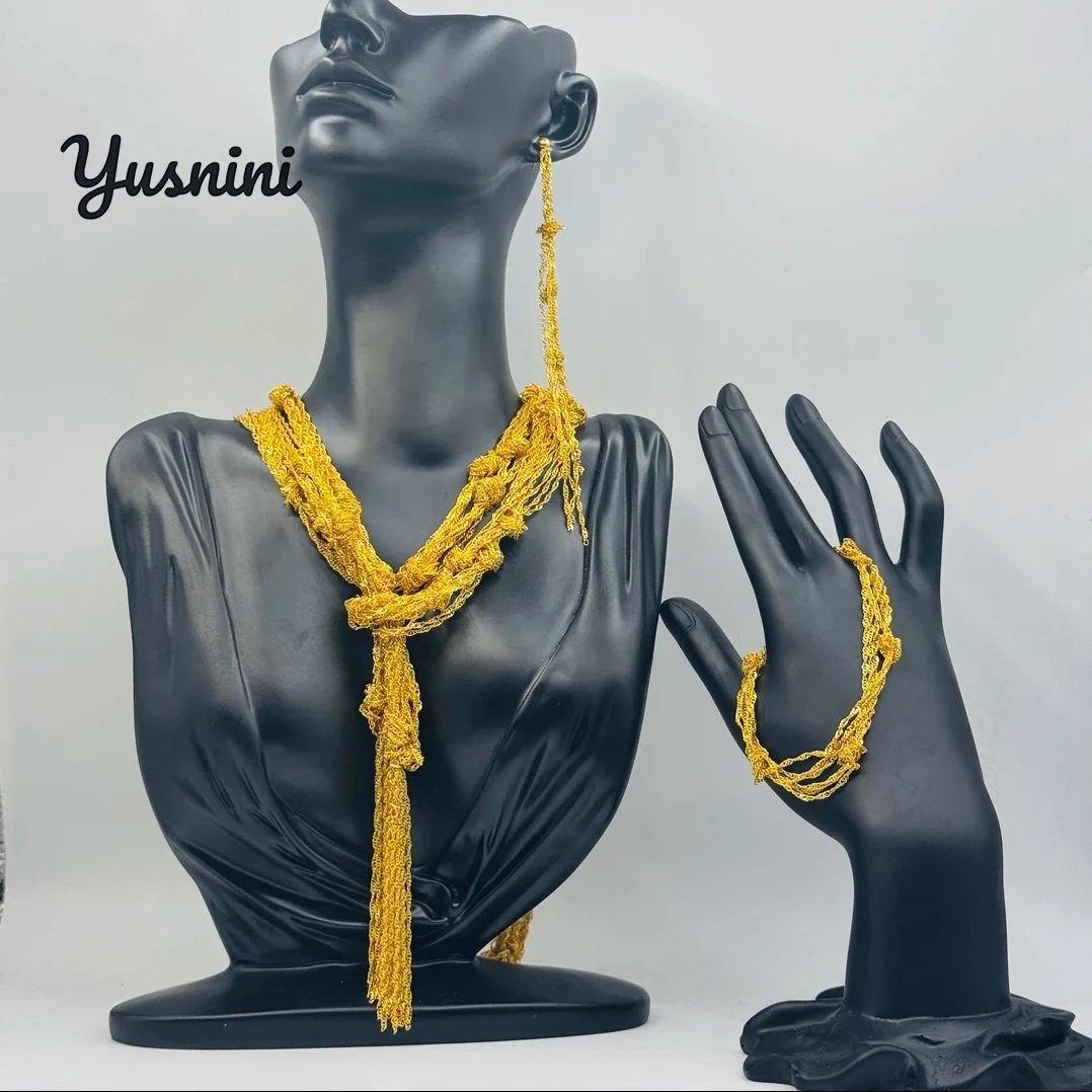 

New Dubai 24K Gold Plated Necklace Earrings Bracelets High end Wedding Party Jewelry Holiday Gifts for Women YY10824
