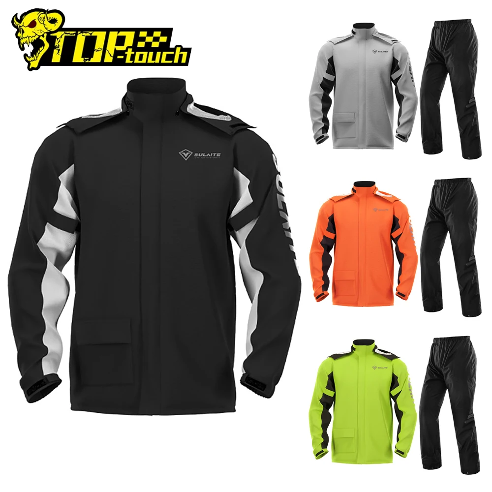 

Waterproof Motorcycle Raincoat Suit Men Lightweight Foldable Outdoor Motorbike Riding Raincoat Moto Jacket Pants High Reflection