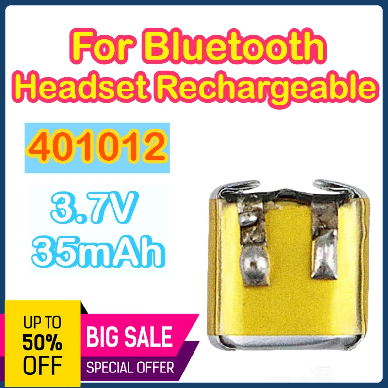 

3.7V 35mAh 10 -30pcs Battery 501010 501012 401010 401012 400912 450912 Lipo Lithium Batteries for Bluetooth Headset Rechargeable