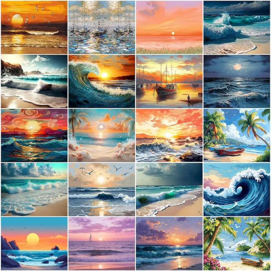 

GATYZTORY Painting By Numbers On Canvas To Paint For Beginner Landscape seascape Oil Color Markers Acrylic Decorative Paintings