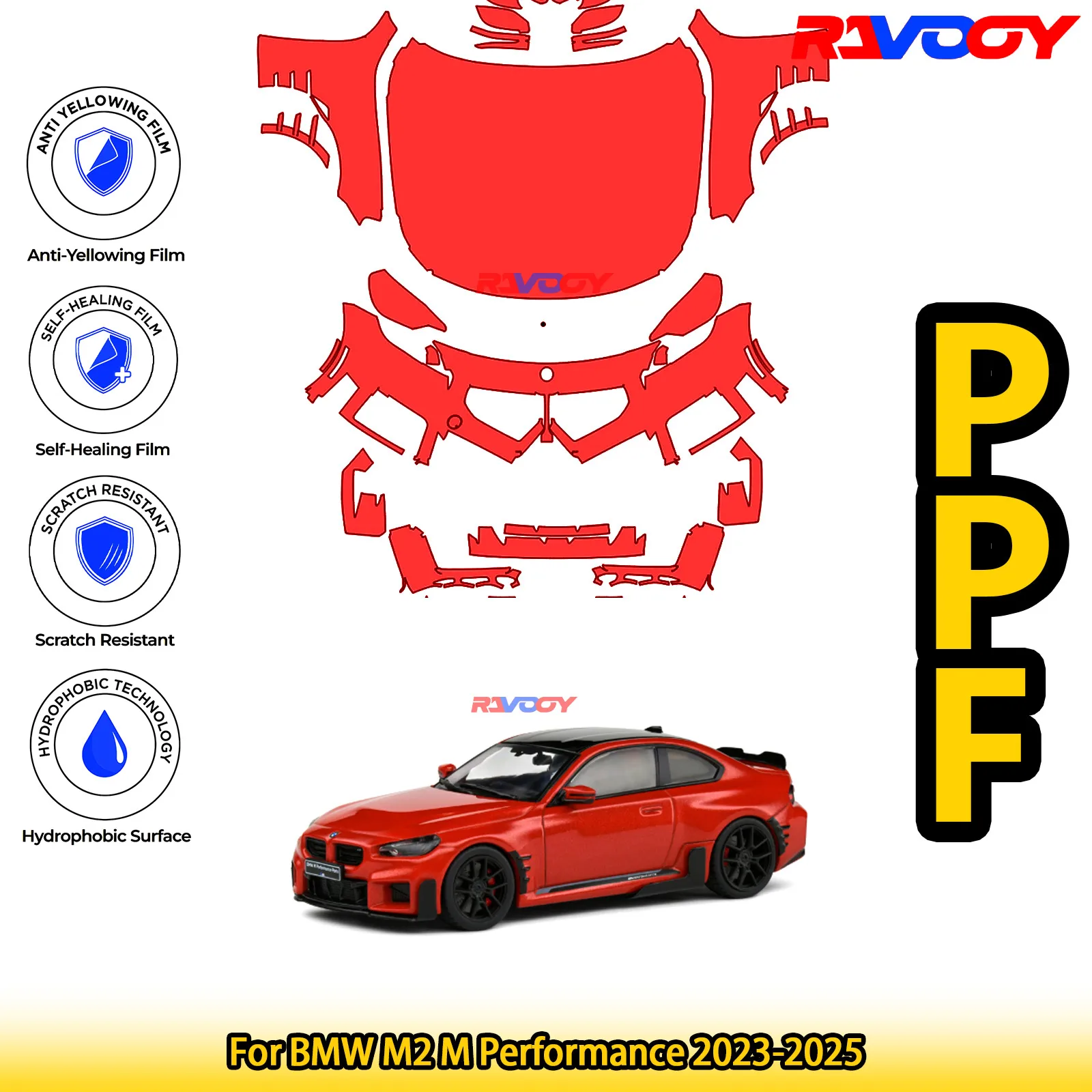 

For BMW M2 M Performance 2023-2025 Glossy Matte Black Precut front PPF Kit Paint Protection Film