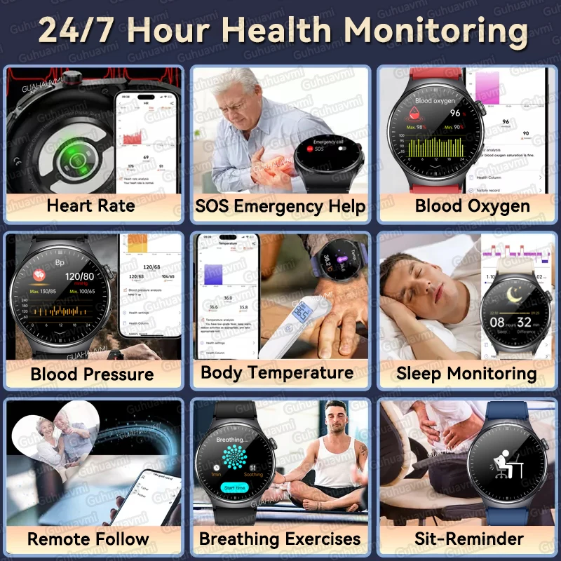 นาฬิกาสมาร์ทวอทช์ตรวจสุขภาพรุ่นใหม่ ปี 2025 พร้อมฟังก์ชัน ECG+PPG ตรวจวัดร่างกาย วัดกรดยูริก ไขมันในร่างกาย อัตราการเต้นของหัวใจ รองรับการโทรผ่านบลูทูธ สำหรับผู้ชายและผู้หญิง