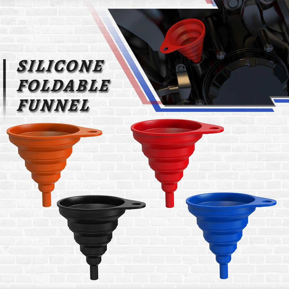 Universal Motorcycle Silicone Foldable Funnel Auto Engine Fuel Collapsible Drainage Tool For Yamaha XJR400 XJR1300 XJR 400 1300