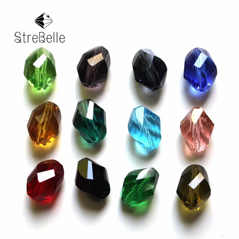 13x10mm Twisted Oval Shape Glass Loose Spacer Beads Suitable for Christams Tree Decoration and Fashion Jewelry Accessory 50pcs