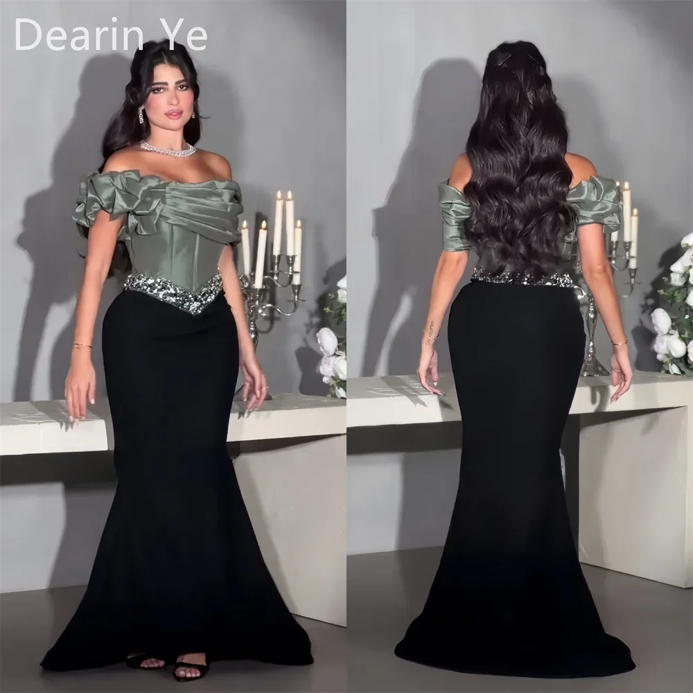 

Customized Prom Dress Formal Evening Gown Dearin Off-the-shoulder Trumpet Floor Length Skirts Fold Shirred Bead Bespoke Occasion