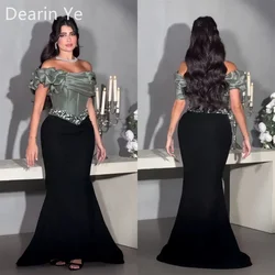 Customized Prom Dress Formal Evening Gown Dearin Off-the-shoulder Trumpet Floor Length Skirts Fold Shirred Bead Bespoke Occasion