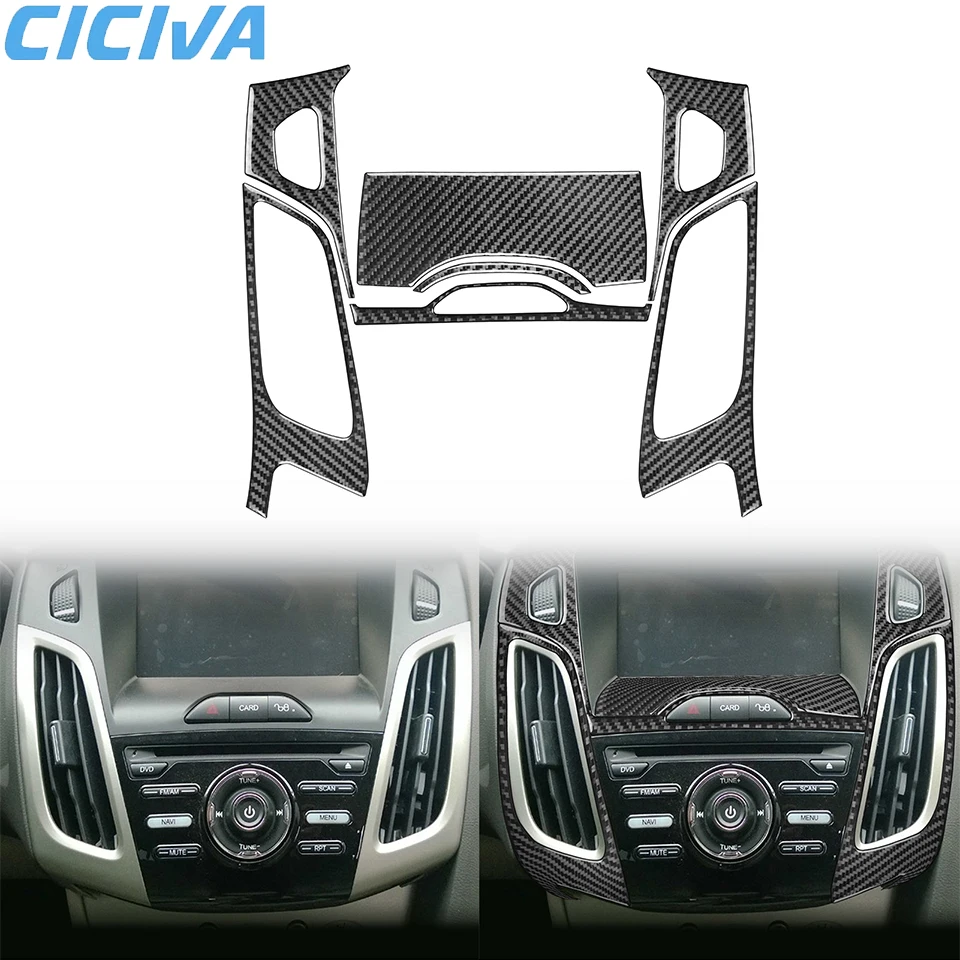 

For Ford Focus 2012 2013 2014 Carbon Fiber Central control multimedia package Trim Car interior Accessories Stickers