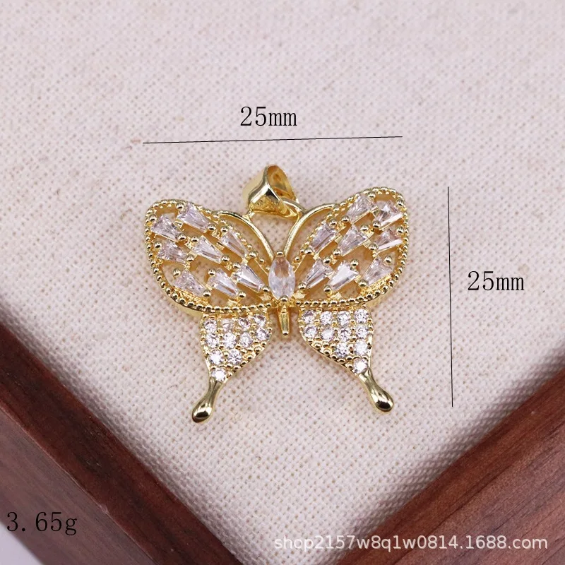 European and American Brass Cubic Zirconia butterfly  pendant, inlaid with Haoshi jewelry accessories DIY necklace pendant