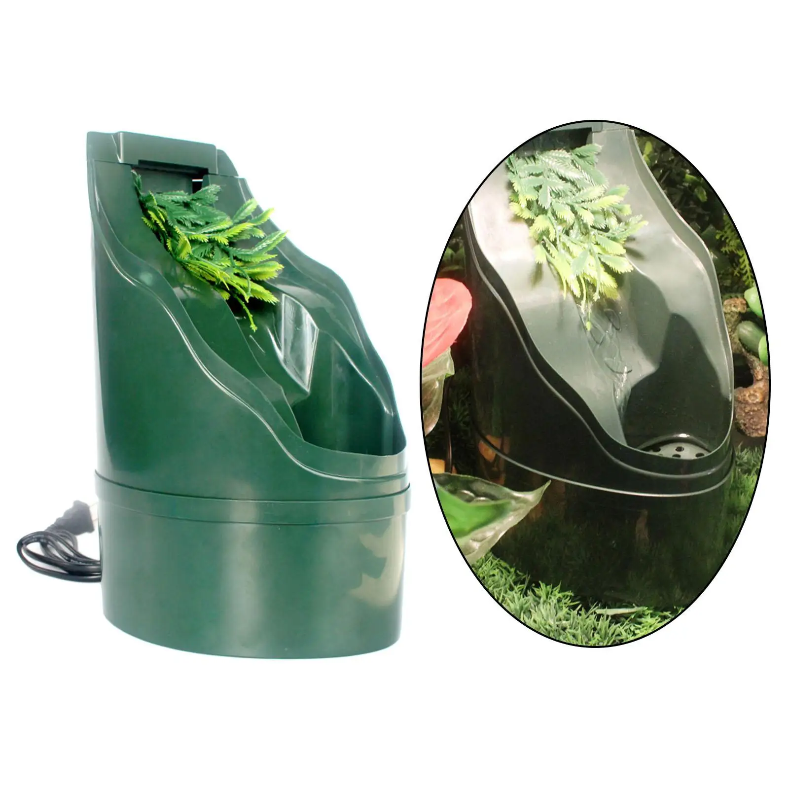 Reptile Water Bowl Automatic Drinking Fountain Dripper Waterfall Feeder for Turtle Snake Lizard Cage Aquarium