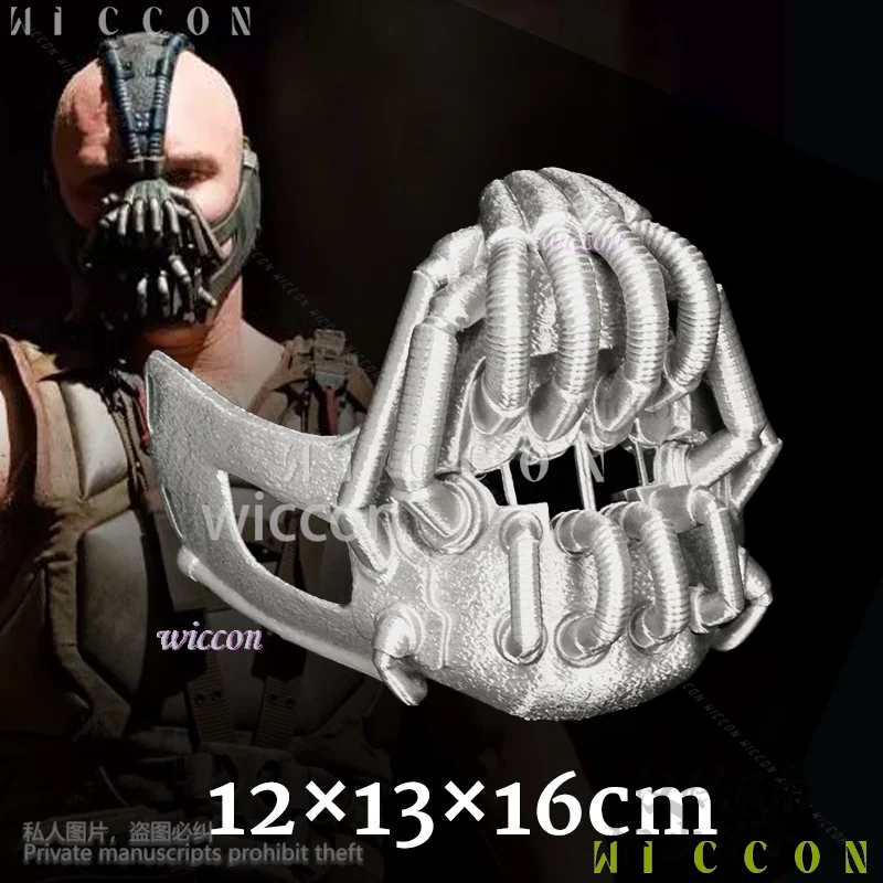 الظلام أنيمي فيلم فارس تأثيري Bane ثلاثية الأبعاد حمض البوليلاكتيك الفضة الجمجمة قناع الرعب الشرير هالوين حفلة رجل كوس مخصص