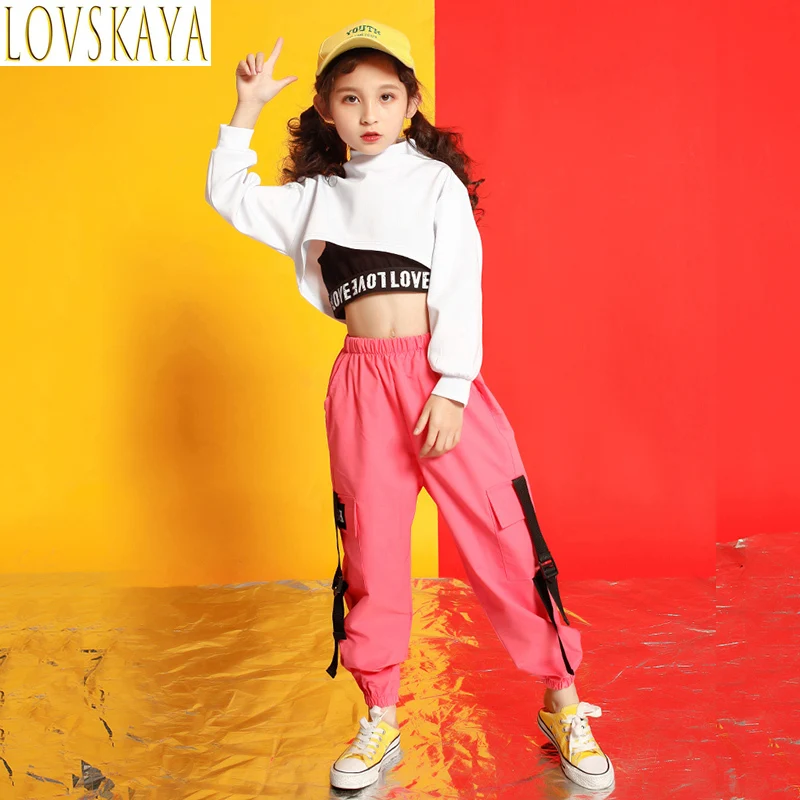 Children's short sports shirts, casual pants, hip-hop costumes, music concerts, jazz dance girl costumes