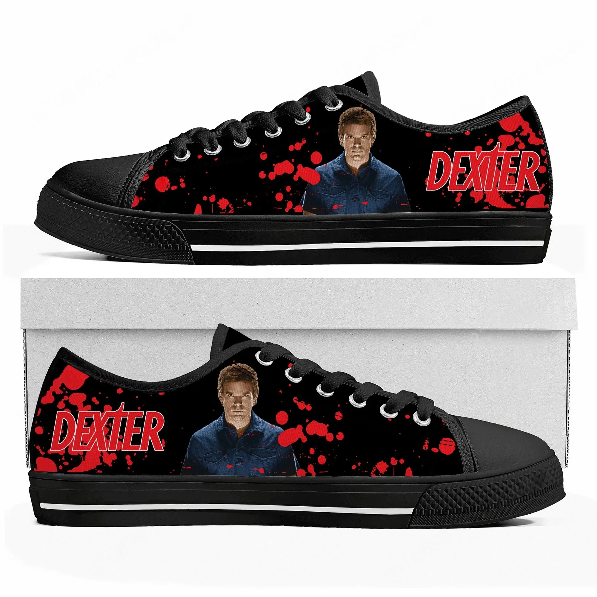 Кроссовки Dexter TV Show Morgan Low Top для мужчин, женщин и подростков, из высококачественного холста, повседневные, на заказ, с возможностью индивидуального дизайна.