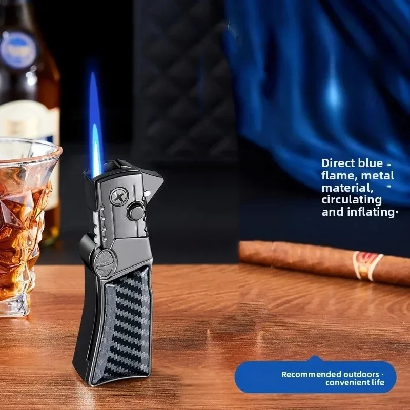 

Креативная ветрозащитная турбо-зажигалка для выживания на открытом воздухе, многофункциональный металлический инструмент, портативная бутановая газовая зажигалка для сигар, мужской подарок