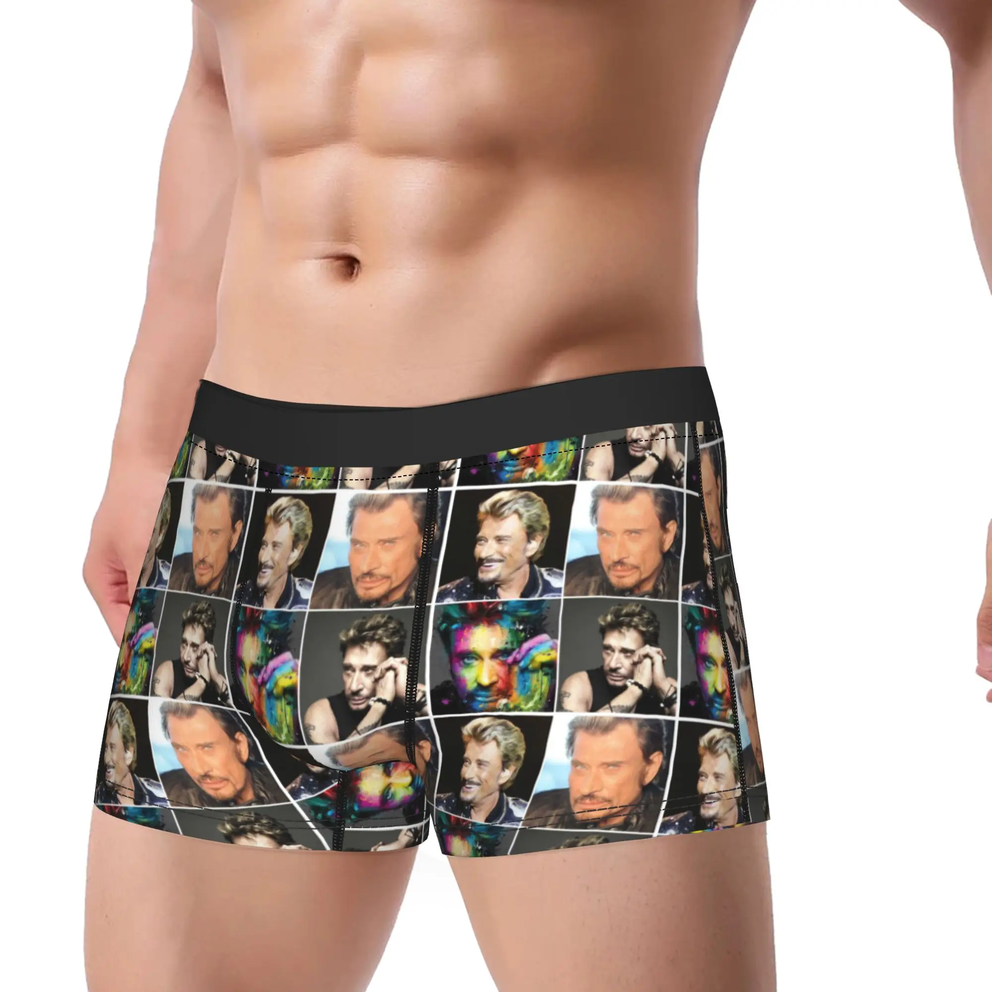 

Rock Star Men's Underwear Johnny Hallyday Singer Boxer Briefs Shorts Panties Funny Soft Underpants for Homme Plus Size