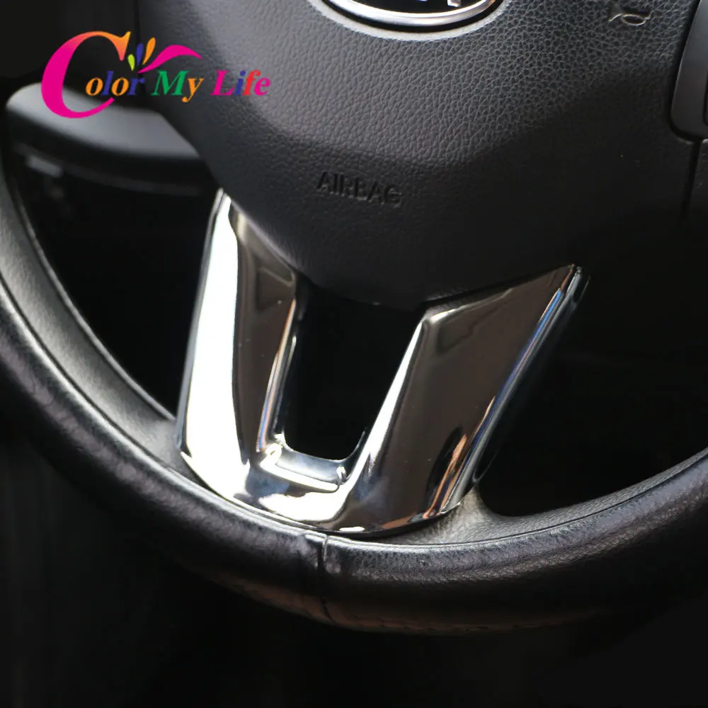 Color My Life Car Chrome Steering Wheel Sequins Decoration Trim Sticker For KIA Sportage R 2012 2013 2014 2015 Car Parts