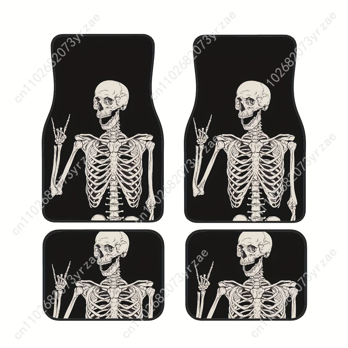 

Halloween Skull 4pcs Universal Car Floor Mats All-Season Fashionable Auto Interio Absorbent Non-Slip Washable Car Floor Mats