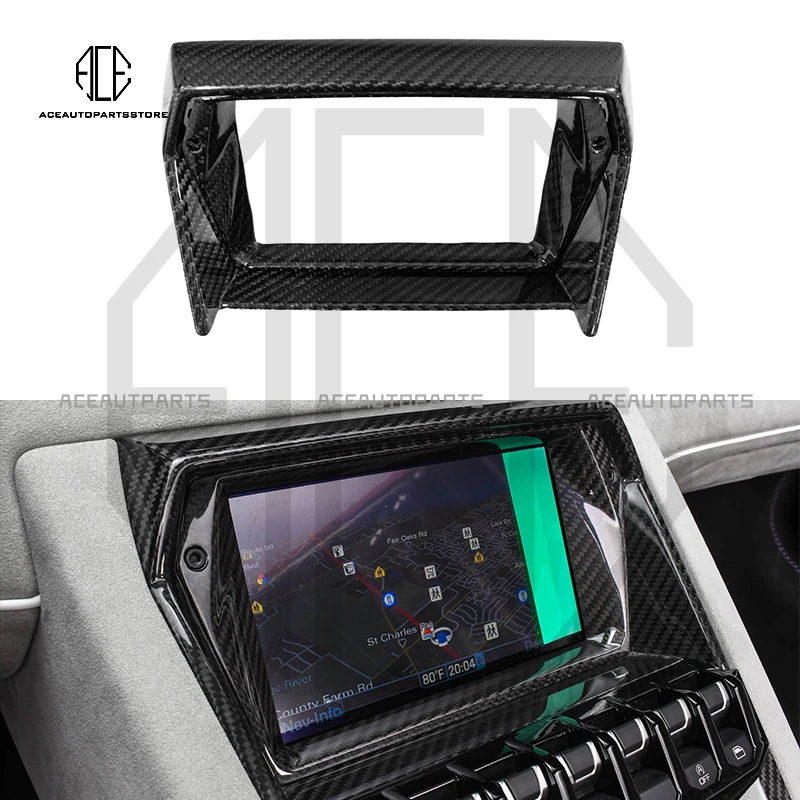 

Car Interior Trim Dry Carbon Fiber Center Control Cover Surround Panel For Lamborghini LP700 SVJ OEM Style Screen Frame Covers