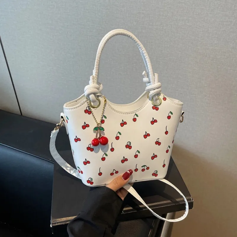 

2025 Single Shoulder Underarm Handbag Trendy Girl Fashion Commuter Cute Pendant Large Capacity Printed Texture