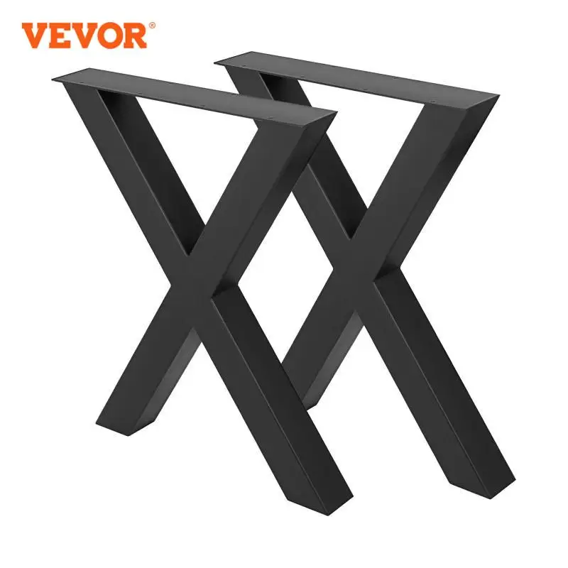 VEVOR 2PCS Metal Table Legs Steel 2204LBS / 1000KG Load  X-Shape with Pre-Drilled Holes for Home Use Commercial Bar Hotel Office