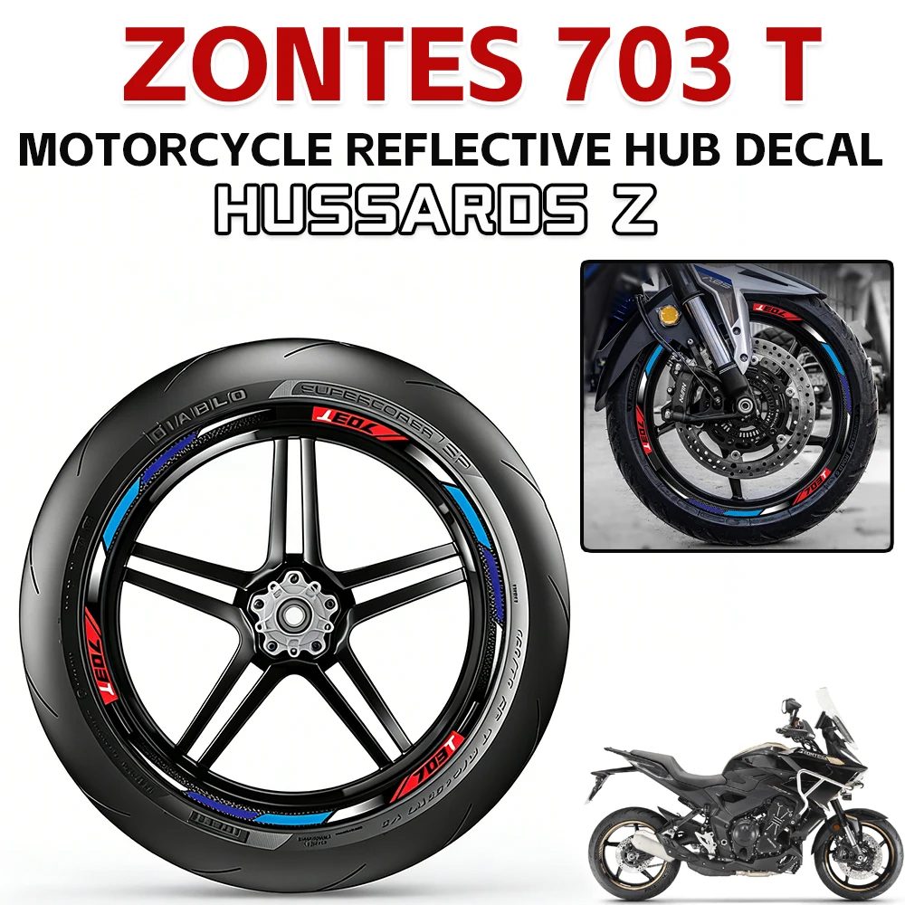 Reflective Motorcycle Wheel Stickers Hub Decal Rim Stripe For ZONTES Zontes 703T ZT703 T Zontes-703T ZT-703T 703 T 2025 2026